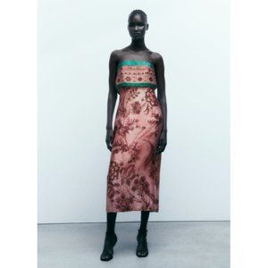 Zara Printed Strapless Dress